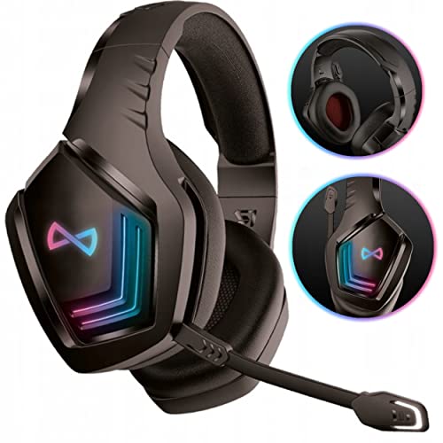 FOREVER Bluetooth 5.0 Gaming-Kopfhörer für Gamer RGB-Hintergrundbeleuchtung Mikrofon 12h Hörkontrolle über den Kopfhörer Headsets Kabellose Gaming Kopfhörer Headset LED mit Mikrofon