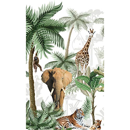 Plage Panorama-Tapete– Kinder Dschungel und Tiere, Grün, 1,5X 2,5m