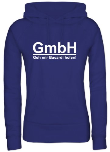 Shirtstreet24, Geh' Mir Bacardi holen! Lady/Girlie Kapuzen Sweatshirt - Pullover, Größe: S,Royal Blau