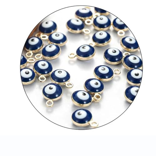 ZEYRU 10/50 Stück Emaille-Charms, 7 mm, winziger türkischer Anhänger für Schmuckherstellung, Armband, Halskette, Ohrring, DIY, Handarbeiten-dunkelblau-2-10 Stück