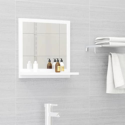 Spanplatte Badspiegel mit Spiegel und Ablagen Wandspiegel Badmöbel für Badezimmer und Waschraum 40 x 10,5 x 37 cm