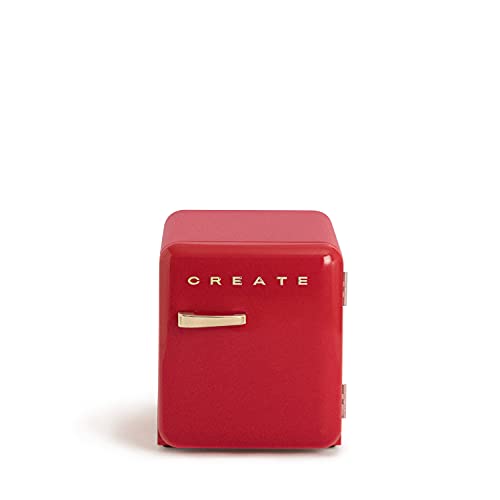CREATE / RETRO FRIDGE 50 GOLD/Kühlschrank Rot Griff Gold/Praktisch und funktionell, 50 cm