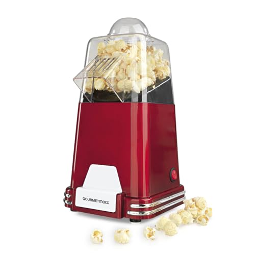 Gourmet Maxx Popcorn-Maschine 1100 W in Design Retro Nostalgie (Zubereitung von Luftzirkulation Warm - ohne Öl, Extra Schnell in nur 2 - 4 Minuten, wählbar Süßes oder Salziges Popcorn)