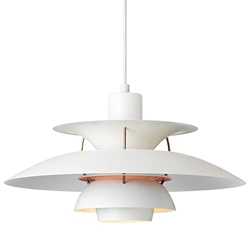 Serin-Eletro LED Pendelleuchte Modern Nordic-Stil Hängeleuchte Weiß Rosa Unterseite Aluminium Kronleuchter Höhenverstellbar Pendellampe Esszimmer Esstisch Galerie Wohnzimmer Hängelampe E27,φ50CM