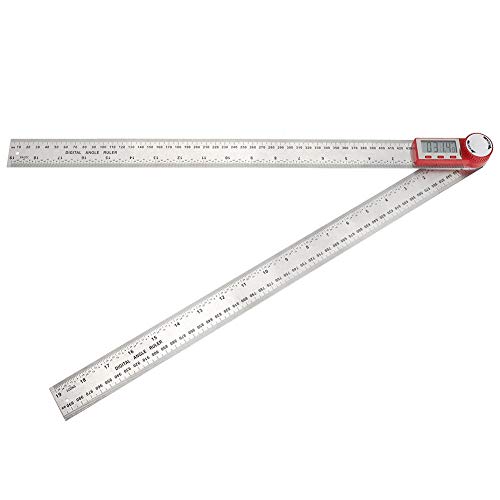Digital Angle Finder Lineal, 360 ° Winkelmesser-Messwerkzeug aus Edelstahl, 2 in 1 Längenmessmesser für Holzbearbeitung, Tischler, Bauwesen, Heimwerker(0-500 mm)