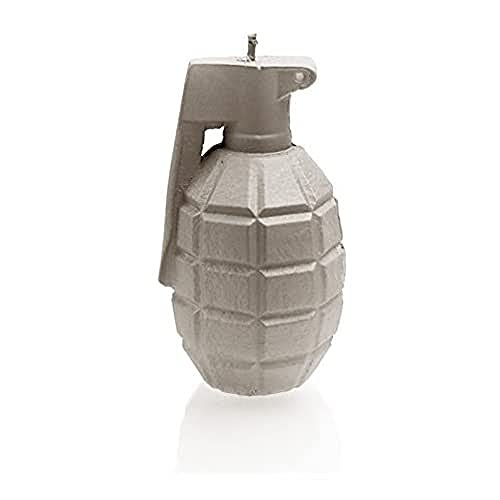 Candellana Groß Grenade Kerze | Höhe: 14,3 cm | Grau | Handgefertigt in der EU