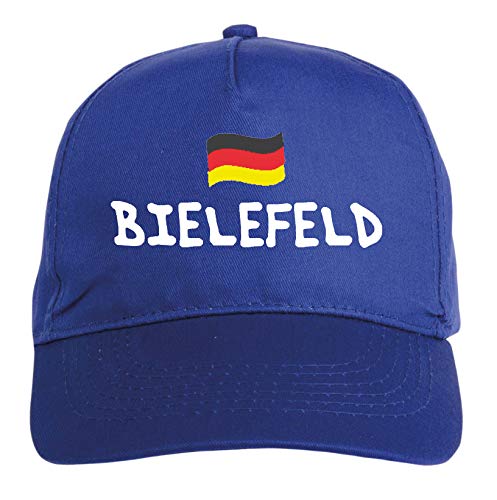 Tipolitografie Ghisleri Mütze bestickt Bielefeld weiß – Fußballfans – Sport, aus Polyester, 5 Paneele, verstellbar mit Klettverschluss