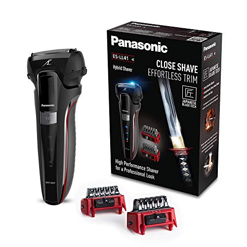 Panasonic ES-LL41 Hybrid-Rasierer, 3in1-Rasierer zum Rasieren, Trimmen und Stylen, 2 Aufsätze, schwarz