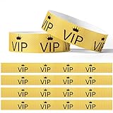 500 Stück VIP Armbänder Wasserdicht Armbänder für Veranstaltungen VIP Kunststoff Armbänder VIP Papier Armbänder Identifikationsarmbänder für Partys Konzert Vergnügungsparks (Gold)