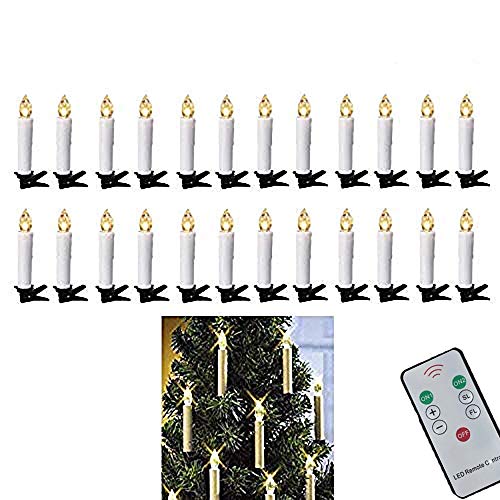 EuroFone Weihnachtsbaum LED-Kerzen mit abnehmbaren und abnehmbaren Clips Flammenlose Kerzenlicht Drip-Effekt Multifunktions-LED-Kerzenlicht-30 Pack (warmweiß)
