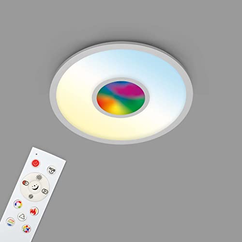 TELEFUNKEN - LED Panel RGB, LED Deckenleuchte CCT, Deckenlampe RGB Centerlight, Regenbogeneffekt, Fernbedienung, Dimmbar, Silberfarbig, 450x60mm (DxH) (320104TF)