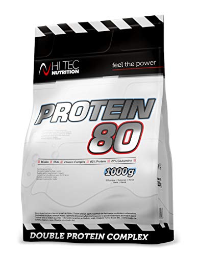 HI TEC NUTRITION Protein 80 - 1000g Vanilla - 33 Portionen - Molkenprotein Weizeneiweiß Nahrungsergänzungsmittel - ergänzt Ihre Ernährung mit Aminosäuren