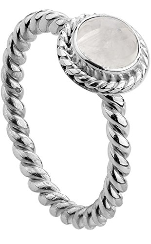 Nenalina Damen Ring Silberring besetzt mit 6 mm weißem Mondstein Edelstein, handgearbeitet aus 925 Sterling Silber, Gr. 56-212999-004-56