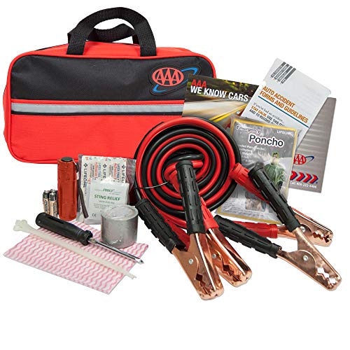 Lifeline AAA Premium Road Kit, 42-teiliges Notfall-Auto-Set mit Starthilfekabel, Taschenlampe und Erste-Hilfe-Kit, 4330AAA schwarz