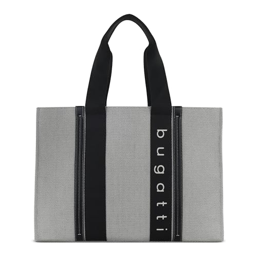 bugatti Ambra Tote Bag aus Canvas, Shopper, Umhängetasche für Damen in schwarz