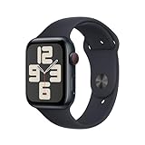 Apple Watch SE (2. Generation, 2023) (GPS + Cellular, 44 mm) Smartwatch mit Aluminiumgehäuse und Sportarmband (M/L) in Mitternacht. Fitness- und Schlaftracker, Unfallerkennung, Herzfrequenzmesser