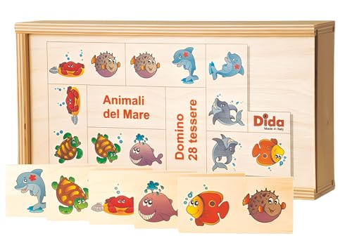 Dida - Das Domino Meerestiere Ist EIN Kinderspiel Für Kleinkinder, Aber Auch EIN Gesellschaftsspiel Für Die Ganze Familie. Das Holzdomino Ist Auch Ideal Für Den Kindergarten