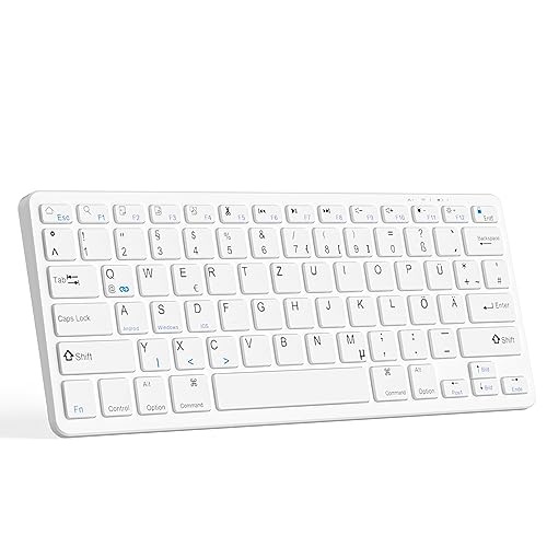 CC Store Tastatur Kabellos Bluetooth Deutsches QWERTZ (White)