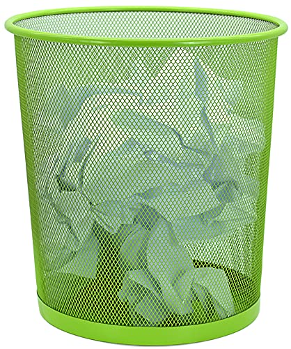 Möbelbörse Papierkorb aus Metall 13 Liter Mülleimer Papiereimer Abfallkorb Bad Büro Kinderzimmer Rund Draht (Grün)