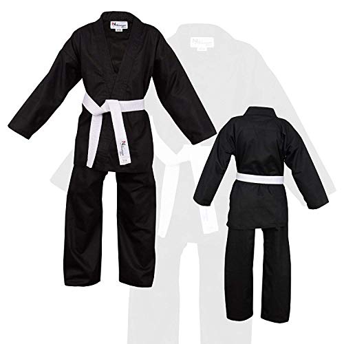 NORMAN Schwarz Kinder Karate-Anzug Gratis Weißer Gürtel Kinder Karate-Anzug - Schwarz, 120cm