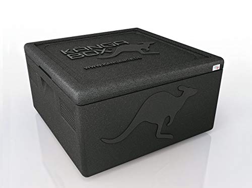 KÄNGABOX Easy S, EY1265SZ schwarz, innen Ø 35 cm, außen 410x410x330 mm, Inhalt 32 l. Thermobox für Pizza, Kuchen und Torten. Stabile, leichte, stapelbare Kühlbox. Für Catering, Konditorei und Lieferservice.