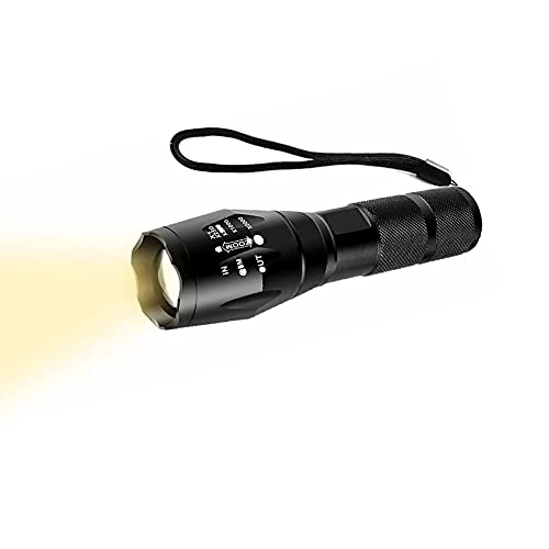 Taschenlampe Gelbes Licht, WESLITE Taschenlampe LED mit Bernstein Licht 550-590nm Gelbe Licht Taschenlampen 1 Modus Starke Durchdringung & Zoombar für Nachtsicht Wandern Camping Jagd Nebelwetter