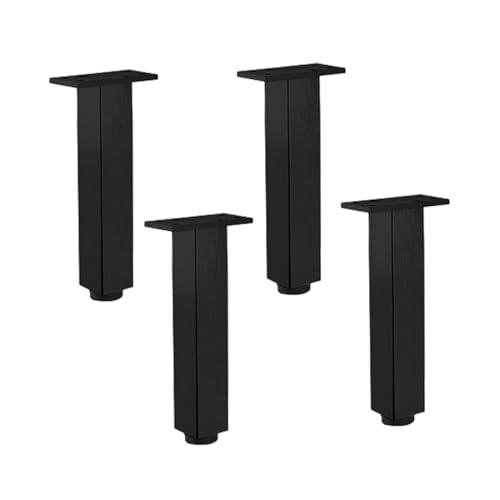 X1NGFU 4 Stück Möbelfüße Aluminiumlegierung Möbelfüsse Metall,Möbelbeine Höhenverstellbar,Schrankbeine Quadratische,Ersatzkabinettfüße,für Couchtisch,mit Schrauben,Möbel,Schwarz (18cm)