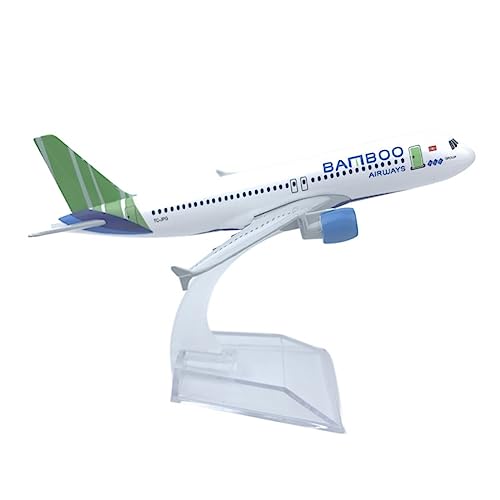 QCHIAN Maßstabsgetreue Flugzeugmodelle 16CM Bamboo Airways A320 Airlines Flugzeugmodell mit Basislegierungsflugzeug Flugzeugszeneneinstellung