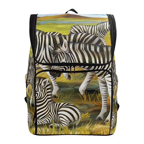 FANTAZIO Rucksack Zebras für Familie, Malerei, Laptop, Outdoor-Rucksack, Reisen, Wandern, Camping, lässig, groß