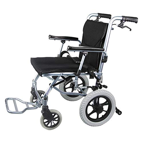 AOLI Aluminiumlegierung manueller Rollstuhl, Leichtklapp Tragbarer Rollstuhl, Leichte Transport Stuhl, geeignet für ältere Menschen, Behinderte, Rot,Schwarz
