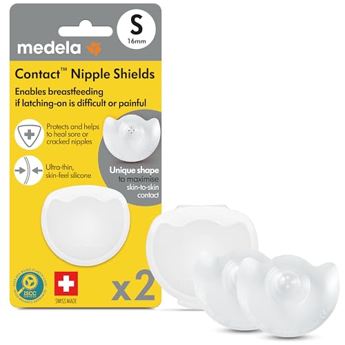Medela, Contact Nipple Shields, 24mm Nipple Shield, Unique Cut-Out Shape, Available in Different Sizes, Sterile Versions Available for Hospitals, Made Without BPA, 2 Count with Carrying Case