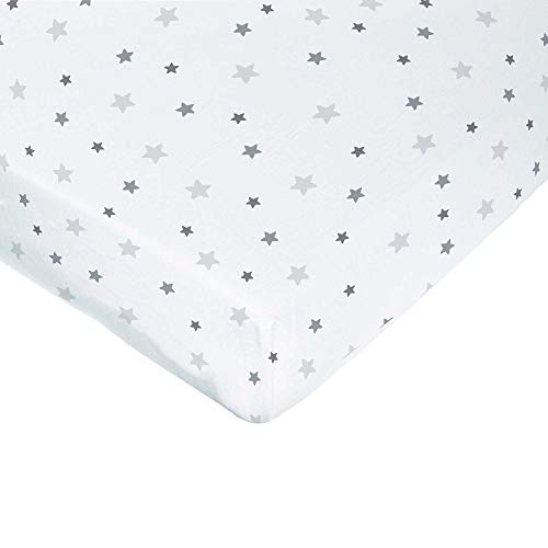 Domiva Spannbettlaken, bedruckt, Sterne, Weiß, 70 x 140 cm, Grau