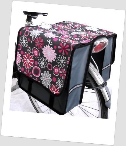 Kinder-Fahrradtasche Joy Satteltasche Gepäckträgertasche Fahrradtasche 2 x 5 Liter Farbe: 18 Flower Pink