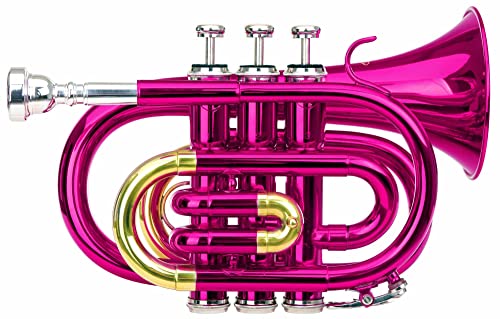 Classic Cantabile Brass TT-400 Bb-Taschentrompete (Messing, Schallbecher Durchmesser: 93 mm, Bohrung: 11,8 mm, Stimmung: Bb, inkl. Leichtkoffer, Mundstück, Putztuch, Handschuhe) pink