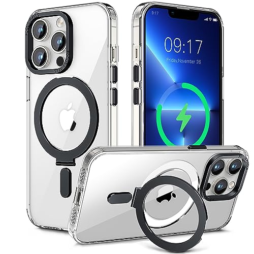Neeliup Hülle MagSafe für iPhone 12 Pro Max - [Magnetisch Ständer Ring ][Handyhülle Durchsichtig][Kameraschutz Kratzfest][ Stoßfest Case] Schutzhülle Transparent für 12 Promax (6.7'')
