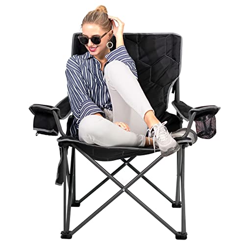 SUNNYFEEL XL Camping Stuhl Falt Sessel klappbar Campingstuhl Übergroßer, Outdoor Klappstuhl Angelstuhl faltbar, Sitzbreite: 61 cm, Sitztiefe: 52 cm