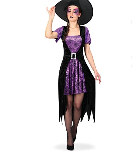 KarnevalsTeufel Damen-Kostüm Hexe Violetta, violett-schwarz, Witch, Zauberin, sexy Kleid, Halloween (40)