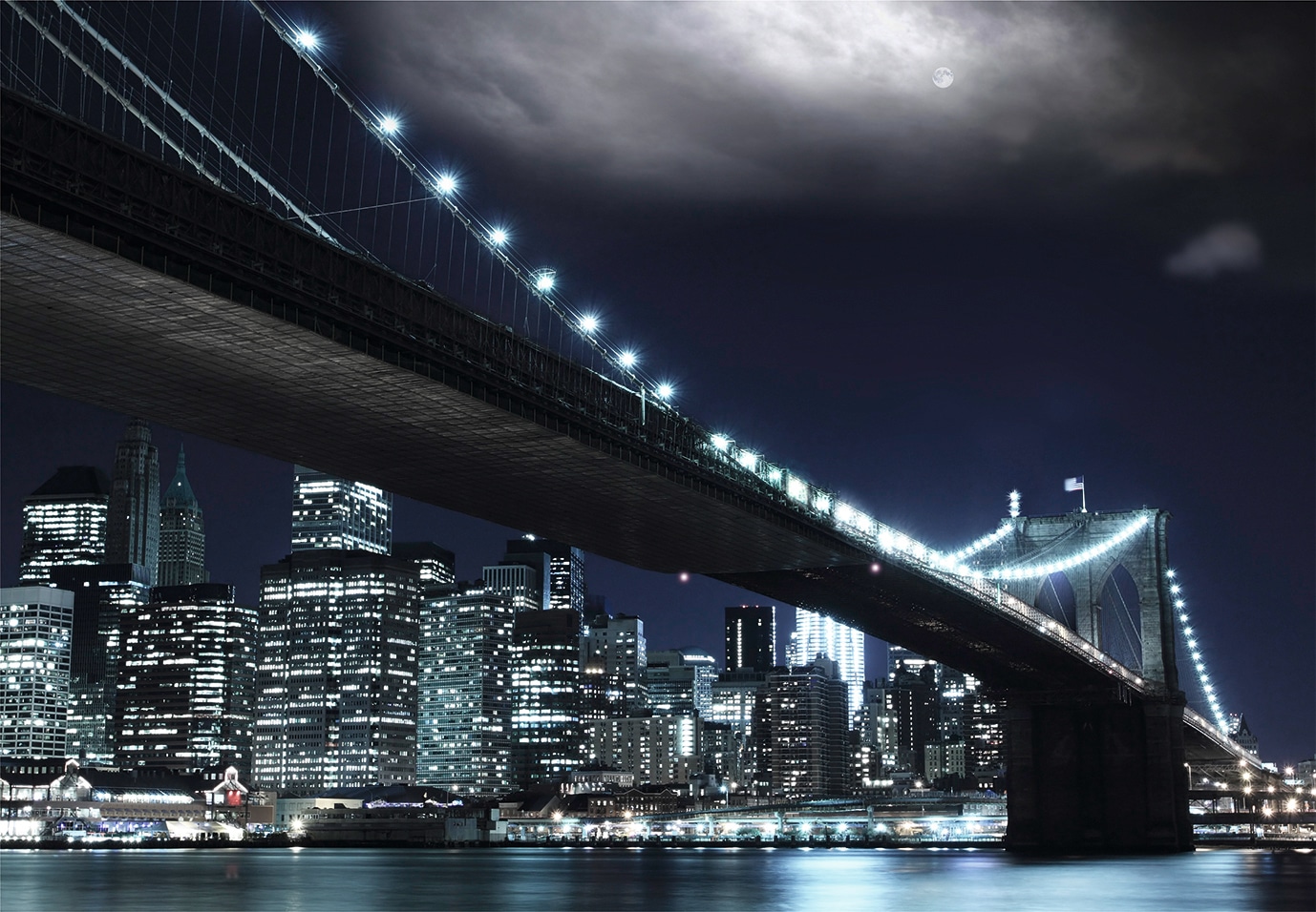 Papermoon Fototapete "Brooklin Bridge by night"
