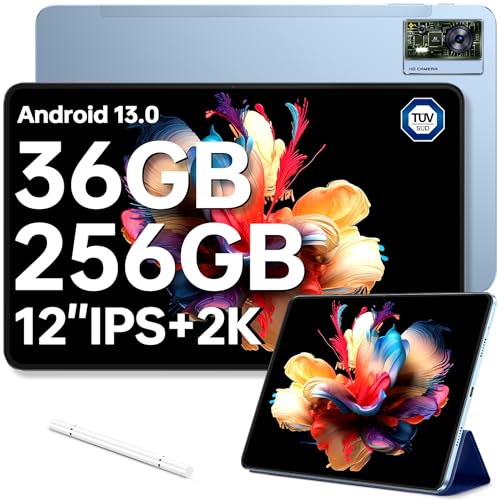 OUKITEL OT5 Tablet 12 Zoll - 32(12+20)GB RAM +256GB ROM (2TB TF) MTK G99 Octa-Core tablet android 13, 11000mAh Gaming Tablet, 2K FHD+ Display, 16MP+5MP Dual SIM Tablet PC, 4G LTE/5G WiFi/TÜV/GPS, Blau