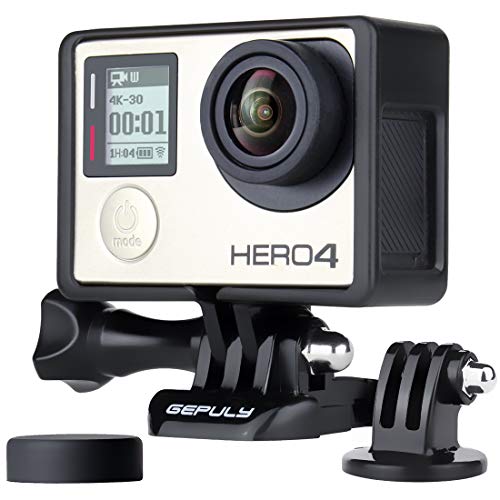 GEPULY Rahmenhalterung Schutzgehäuse mit Halterung Zubehör und Objektivdeckel für GoPro Hero 3, Hero3+, Hero 4 schwarz silber Kameras