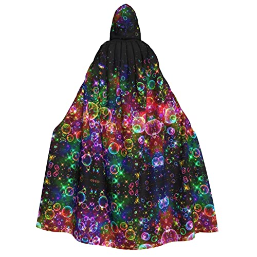 Sylale Unisex Kapuzenumhang mit bunten Regenbogensternen, Weihnachten, Fasching, Halloween, Cosplay-Kostüm für Erwachsene