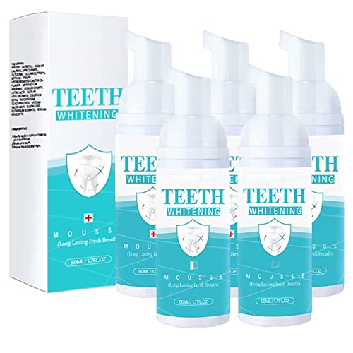 Teethaid Mundspülung, 50ml Natürliche Pfefferminz-Zahnweiß-Zahnpasta Schaum, Ultrafeiner Mousse-Schaum Reinigt das Zahnfleisch gründlich (5PCS)