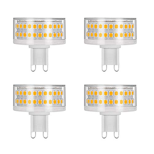 G9 9W LED-Glühlampen, flachrund, 88 LED-Chips, entspricht 80W Halogenlampen, 800LM, 3000K Warmweiß, 360 ° Abstrahlwinkel, AC 220-240V, nicht dimmbar, 4er-Pack