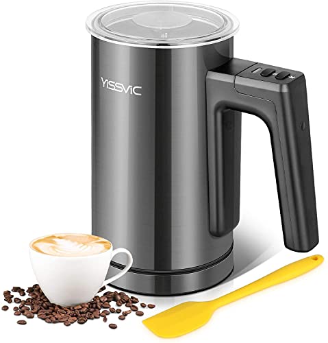 YISSVIC Elektrischer Milchaufschäumer, Cappuccino, 550 W, 300 ml, Edelstahl, mit Antihaftbeschichtung für Kaffee, Milch, Cappuccino, Schwarz