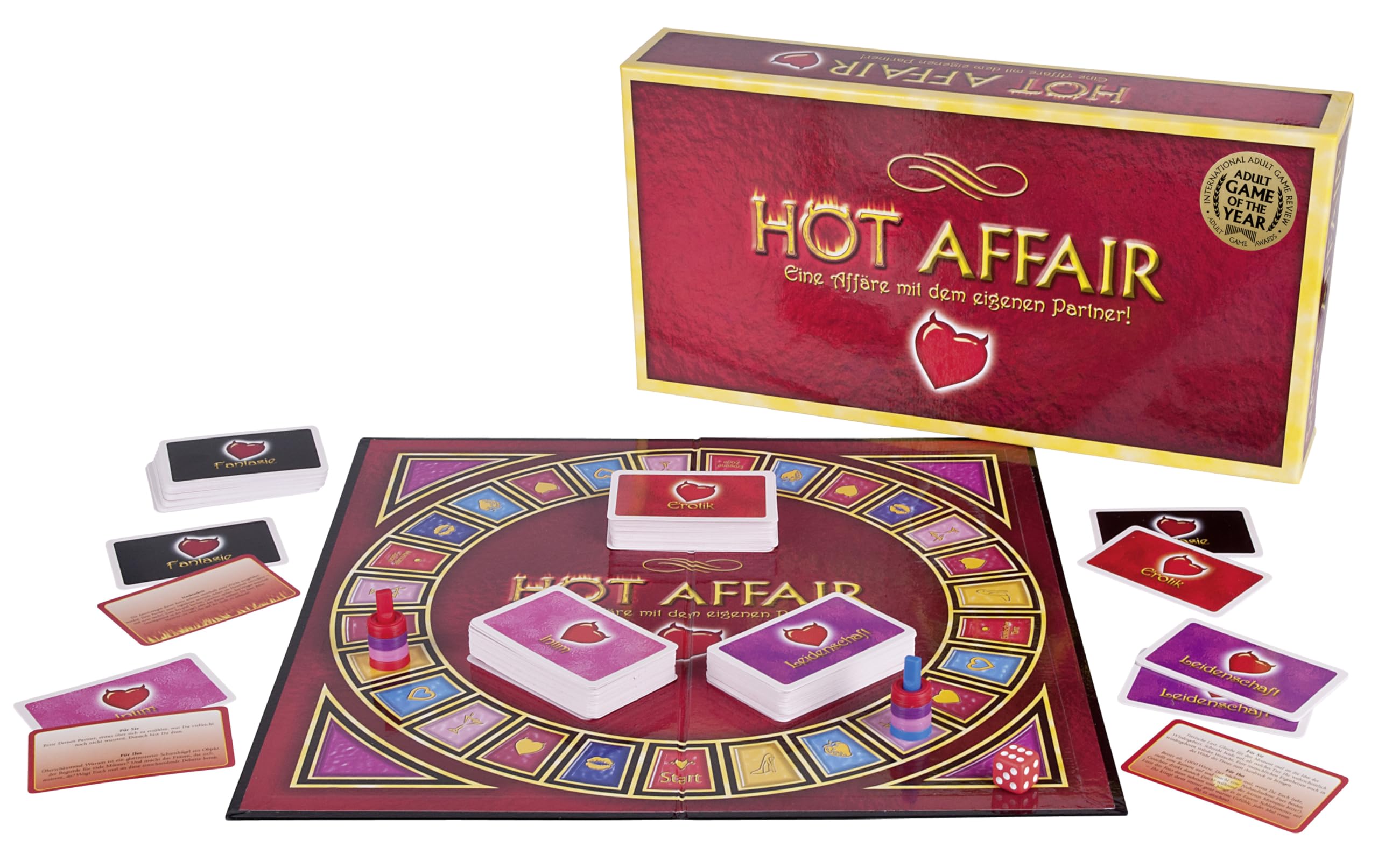 Spiel Hot Affair - aufregendes Sexspiel für Paare, Erotikspiel für Frauen und Männer, erotisches Brettspiel mit Karten-Sets, Würfel und Zubehör