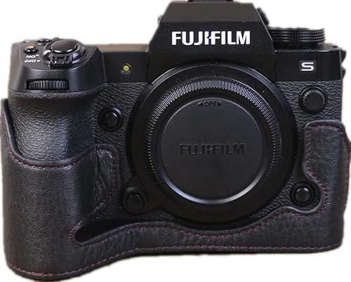 X-H2S Kameratasche, Zakao Echtleder, halbe untere Öffnung, Holster-Kameratasche mit Handschlaufe, Schutzhülle für Fujifilm Fuji X-H2S (schwarz)
