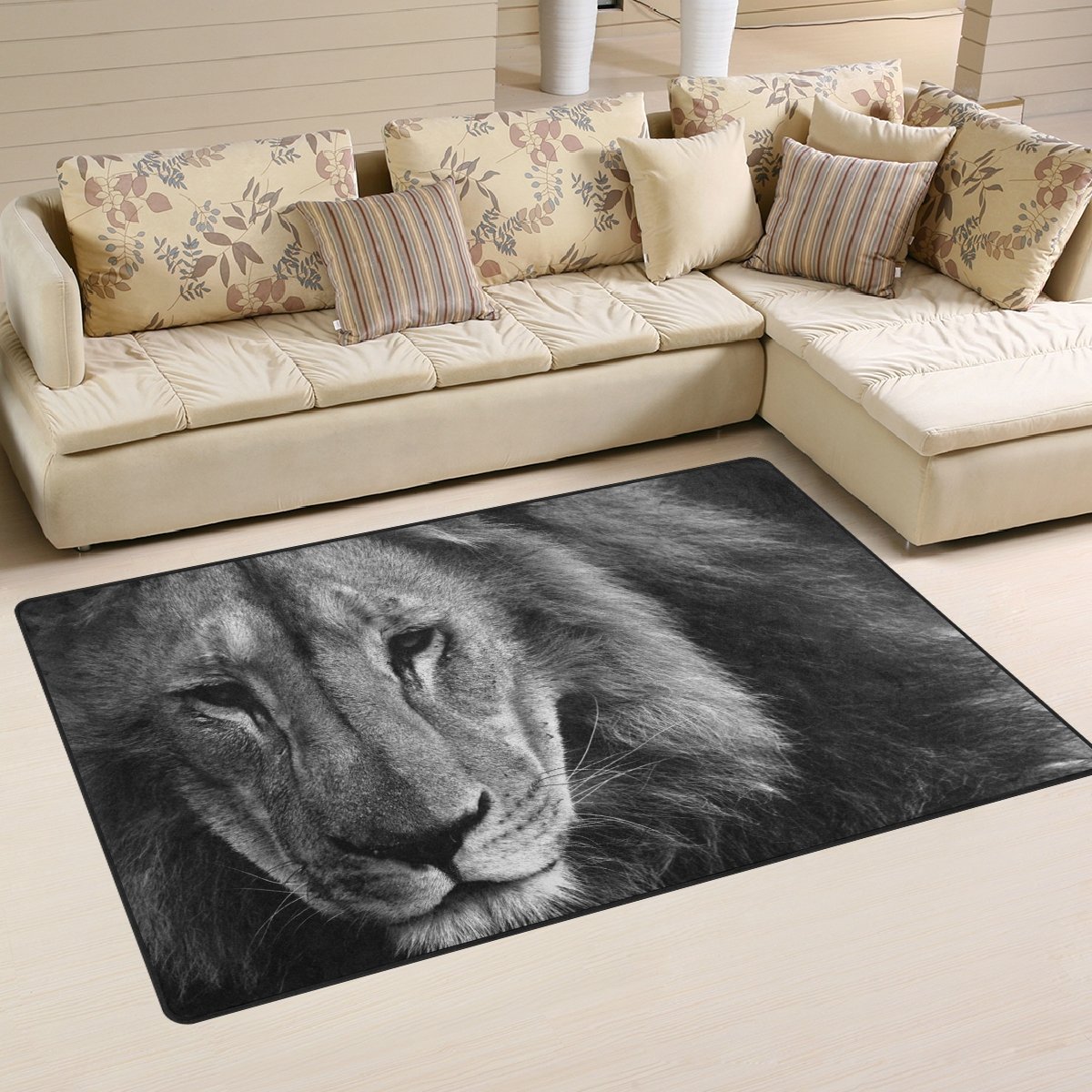 yibaihe leicht Bedruckt Bereich Teppich Teppich Fußmatte Dekorative Wildlife Löwe wasserabweisend leicht zu reinigen für Wohnzimmer Schlafzimmer 153 x 100 cm