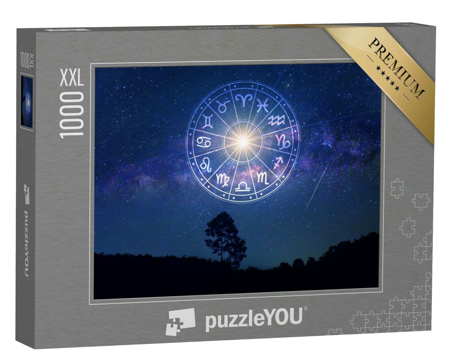 Puzzle 1000 Teile XXL „Tierkreiszeichen innerhalb des Horoskopkreises, Astrologie“ – aus der Puzzle-Kollektion Menschen, Esoterik
