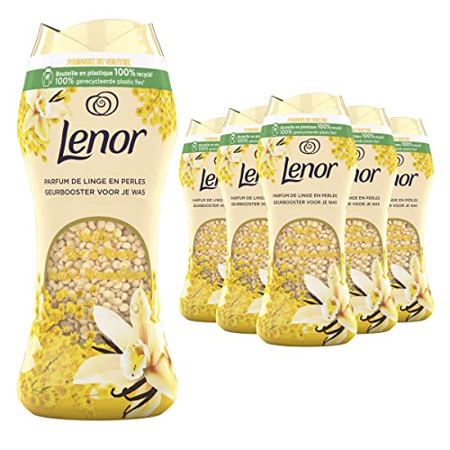 Lenor Wäscheduft aus Perlen, 90 Waschgänge (210 g x 6), Vanille und Mimosa, für eine Frische-Wiederherstellung von bis zu 12 Wochen Lagerung
