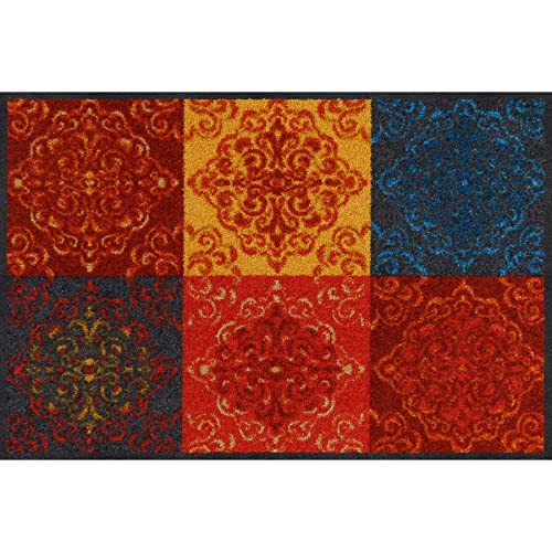 Salonloewe FußmatteTunis Terra 50x75 cm Läufer waschbar Flur-Teppich bunt unifarben Muster Design-Matte schön